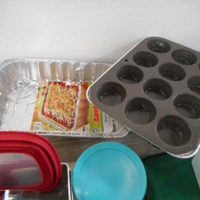 Lot 3064 - Kitchen Lot - Pots Pans Plasticware  + More