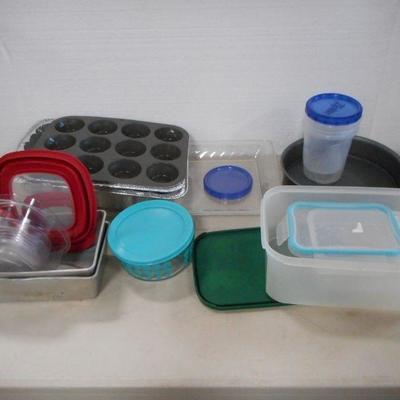 Lot 3064 - Kitchen Lot - Pots Pans Plasticware  + More