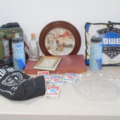 Lot 3065 - Oddball Lot Camelbak, Scrabble, Playing Cards, Jack Daniels Tote