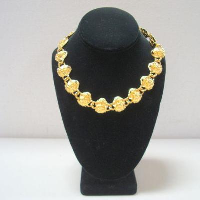 Lot 2031 - Pair of Necklaces Gold Color with Lion Head Design