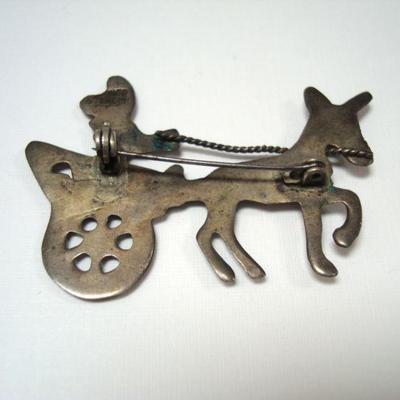 Lot 2039 - Sterling Silver Brooch - Rider in cart with donkey 