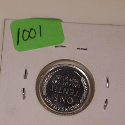 1929 1/10th Oz Silver coin   1001