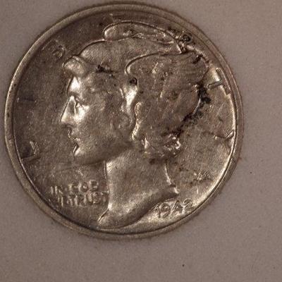 1942 Silver Mercury Di me  1119