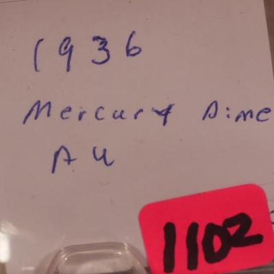 1936 Mercury Silver Dime   1102