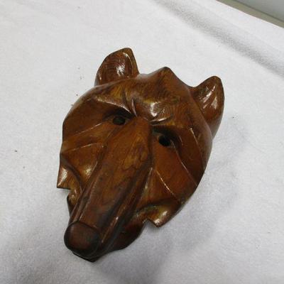 Lot 8 - Native American Ceremonial Wood Carved Mask Wolf 12
