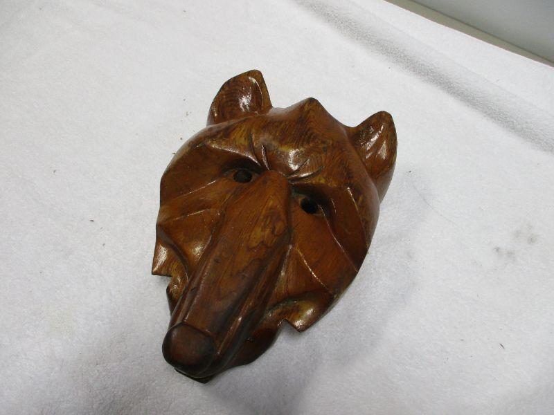 Lot 8 - Native American Ceremonial Wood Carved Mask Wolf 12