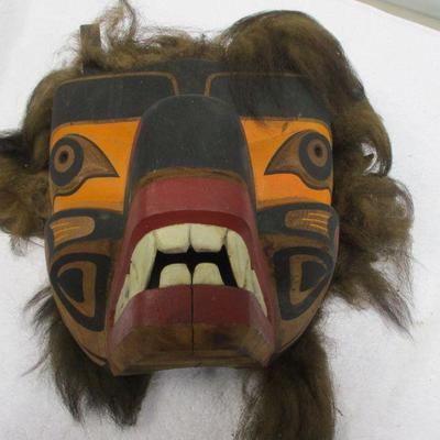 Lot 12 - Native American Wooden Mask - Grizzly Bear - Derald Scoular