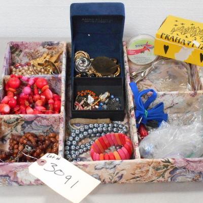 Lot 3091 - Jewelry Lot Watches Necklaces Brooches + Silver Findings