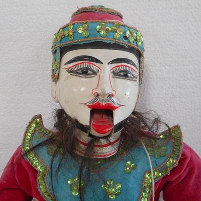 24'' Tall Wood Carved Hand Painted Japanese Marionette Puppet