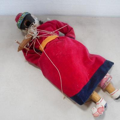 24'' Tall Wood Carved Hand Painted Japanese Marionette Puppet