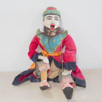 24'' Tall Wood Carved Hand Painted Japanese Marionette Puppet