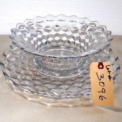Lot 3096 - Glass Platter + Matching Bowl