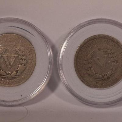 2 Liberty Head Silver Nickles  1071