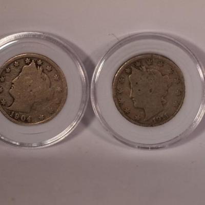 2 Liberty Head Silver Nickles  1071