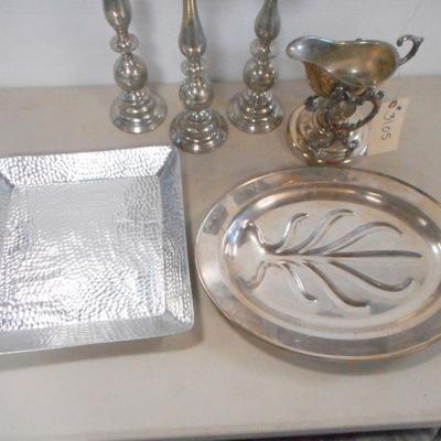 Lot 3105 - Misc Silver Plate and Candlesticks