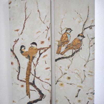 Lot 3118 - 2 Oriental Bird Panel Art Pieces