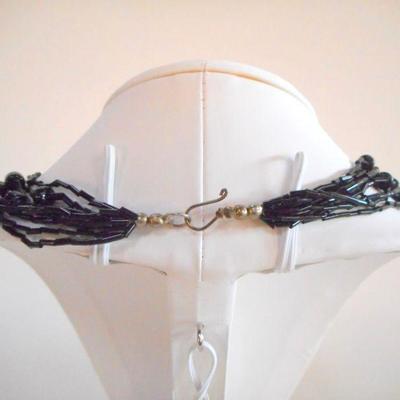 Lot 2057 - Multi Strand Black Bugle Necklace