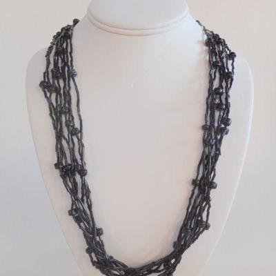 Lot 2057 - Multi Strand Black Bugle Necklace