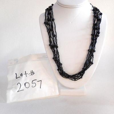 Lot 2057 - Multi Strand Black Bugle Necklace