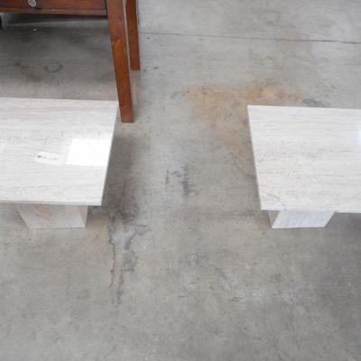 Lot 1074 - x2 Marble End Tables 