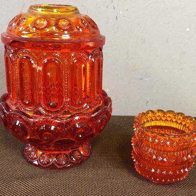 Lot # 64 Orange Glass Candle Holders 2 