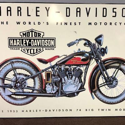 Lot # 65  Tin Harley Davidson Sign