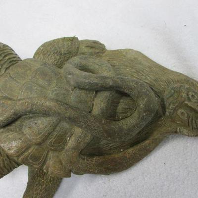 Lot 19 - Two Headed Turtle With Serpent Native American Fetish Stone Signed by Artist 
