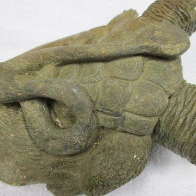 Lot 19 - Two Headed Turtle With Serpent Native American Fetish Stone Signed by Artist 