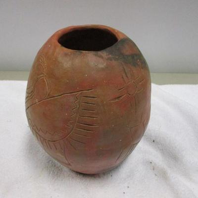 Lot 22 - Native American Earthen Pottery Vase Inscribed Ceremonial Art Signed by Artist 10