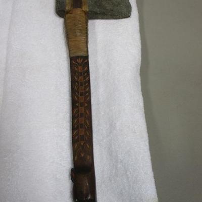 Lot 48 - Native American Stone Head Hatchet with Decorative Hand Carved Handle 17