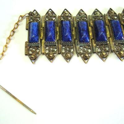 Lot 2077 - Antique Bracelet with Pin Clasp 7'' long 