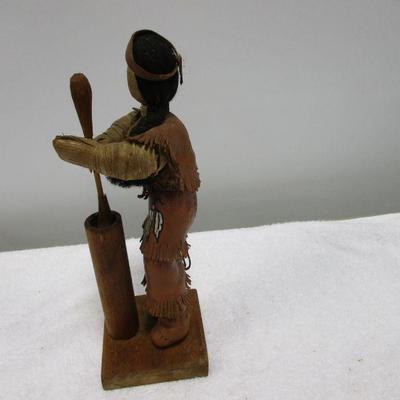 Lot 60 - Native American Corn Husk Doll Pounding Corn