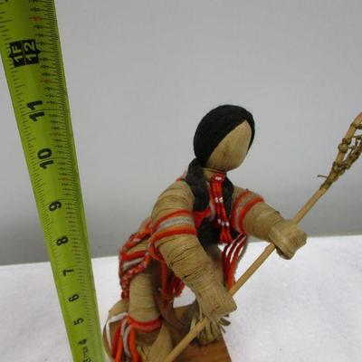 Lot 61 - Native American Corn Husk Doll Playing Shinny 11