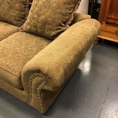 Lot #155 Corduroy Sage color Love Seat with 2 back cushion