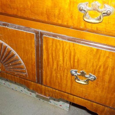 Wallace Nutting Design High Boy Chest/ double fan tiger maple.