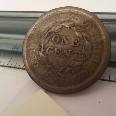 1853 Braided hair liberty head large cent.