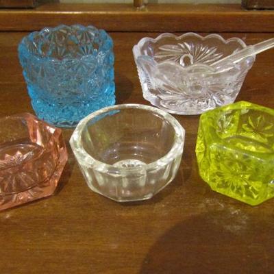Collection of Color and Clear Glass Salt Cellars