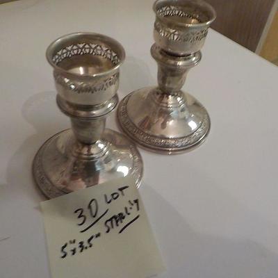 2  Sterling silver candle holders 5 in. 