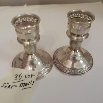 2  Sterling silver candle holders 5 in. 