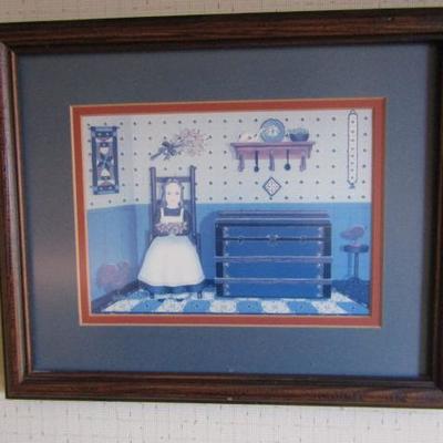 Beautiful Print of Country Farm House Interior Shaker Child Framed 12
