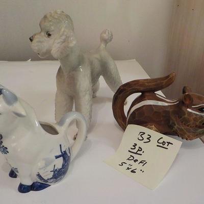 3 Ceramic Animal figurines .