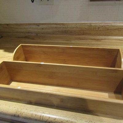 Set of Two Solid Oak Refrigerator  Letter and Note Trays with Magetized Backs 17