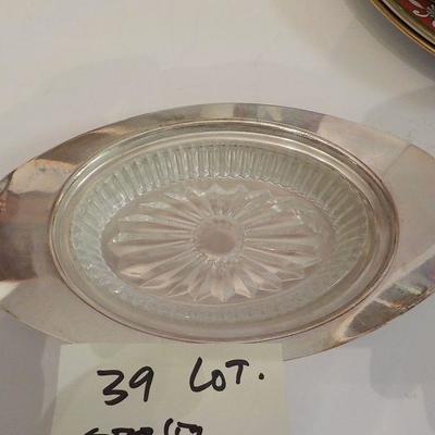 Oval Sterling and cut glass candy dish.
