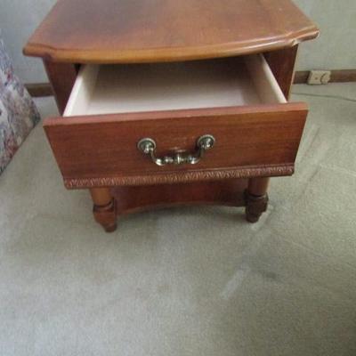Solid Cherry Wood  Single Drawer Side Table with Stretcher Shelf 21