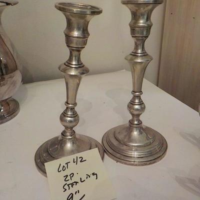 2 Sterling Candle holders 9 inch.