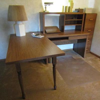 Office Desk and Hutch with Side Table (Filing Cabinet Not Included) 