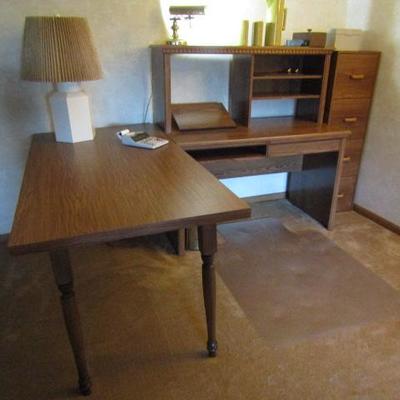 Office Desk and Hutch with Side Table (Filing Cabinet Not Included) 