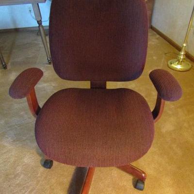 Wood Framed Upholstered Wheeled Office Chair