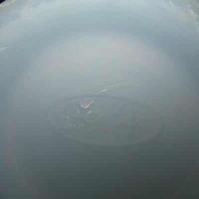 Blue Basket Weave Reticluted Ruffle Edge Fenton Glass Bowl 3