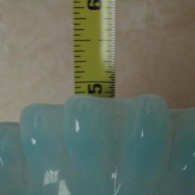 Blue Bulb Ruffle Edge Fenton Glass Bowl 6"x5"